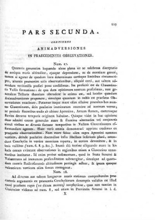 Pars secunda continens animadversiones in praecedentes observationes.
