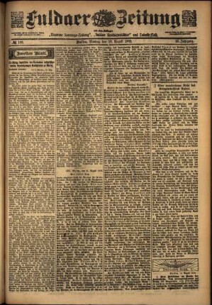 Zweite Ausgabe vom Montag, den 18. August 1902.