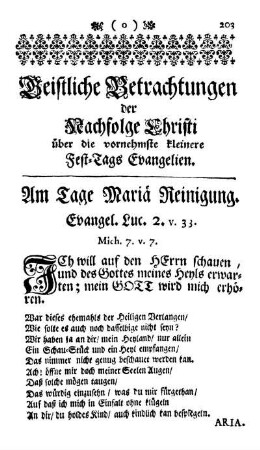 Geistliche Betrachtungen der Nachfolge Christi über die vornehmste kleinere Fest-Tags Evangelien.