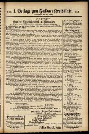 Zweite Ausgabe vom Samstag, den 30. März 1901.