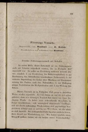 Fütterungs-Versuche