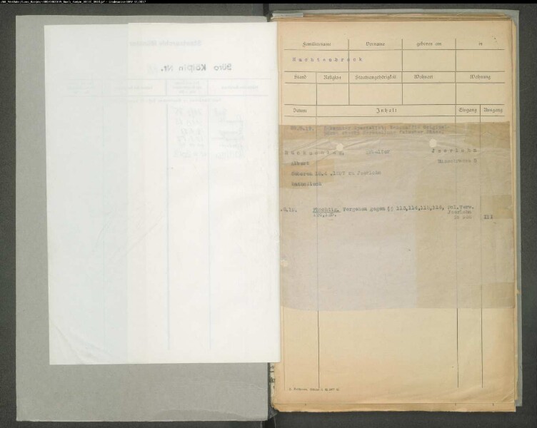 Namensverzeichnis (Buchstabe H) von Mitgliedern der linksradikalen Bewegung im rheinisch-westfälischen Industriegebiet, im Ruhrgebiet und in Westfalen, zum Teil mit Charakteristik ihrer politischen Tätigkeit