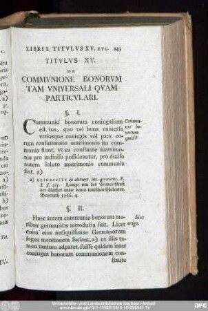 Titulus XV. De Communione Bonorum Tam Universali Quam Particulari.