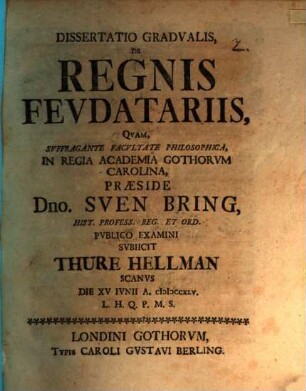 Diss. grad. de regnis feudatariis