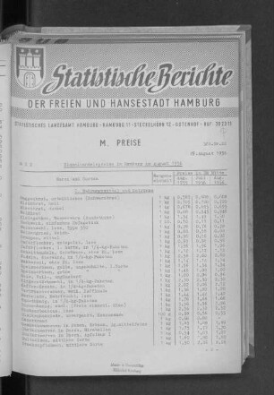 Einzelhandelspreise in Hamburg im August 1956 : Lfd. Nr. 22