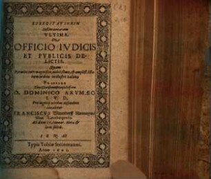 De Officio Iudicis Et Pblicics Delictis