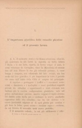 I. L'importanza giuridica delle comedie plantine ed il presente lavoro