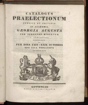 WS 1831: Catalogus praelectionum publice et privatim in Academia Georgia Augusta ... habendarum