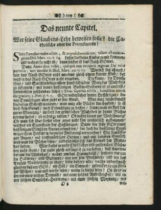 Das neunte Capitel. Wer seine Glaubens-Lehr beweisen solle? die Catholische oder die Protestanten?
