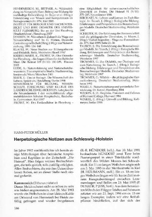 Herpetologische Notizen aus Schleswig-Holstein