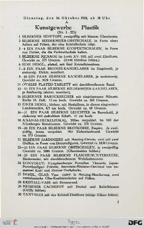 A. Kunstgewerbe – Plastik (Nr. 1-221)