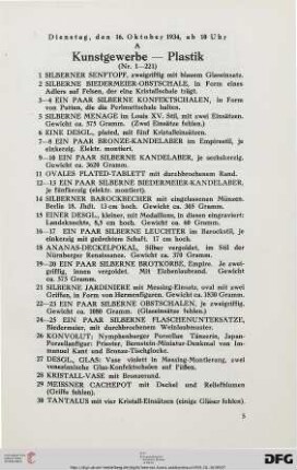 A. Kunstgewerbe – Plastik (Nr. 1-221)