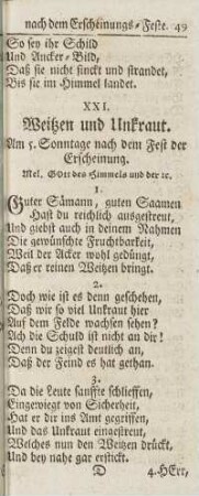 XXI. Weitzen und Unkraut. - XXX. Gott und Brodt.