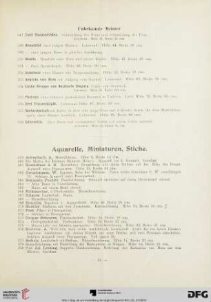 Aquarelle, Miniaturen, Stiche (Nr. 359-564)