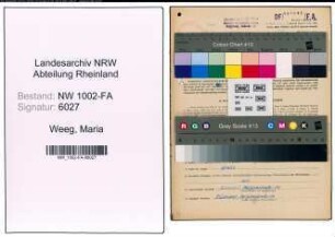 Entnazifizierung Maria Weeg, geb. 09.04.1912 (Telefonistin)