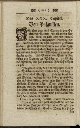 Das XXX. Capitel. Von Pasquillen.