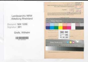 Entnazifizierung Wilhelm Grefe , geb. 04.09.1904 (Lehrer)