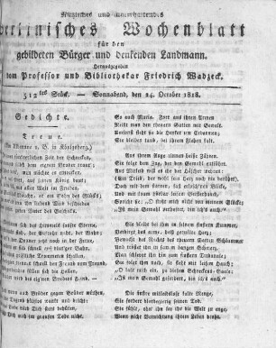 512tes Stück, Sonnabend den 14. October 1818