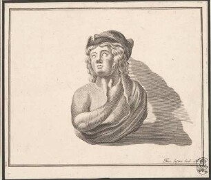 Büste eines Kindes mit Mütze, Abb. 31 aus: Disegni intagliati in rame di pitture antiche ritrovate nelle scavazioni di Resina, Neapel 1746