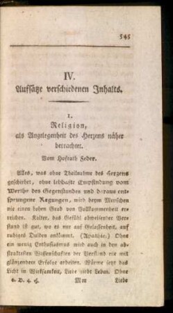 IV. Aufsätze verschiedenen Inhalts.