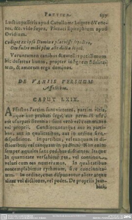 Caput LXIX. De Variis Versuum Affectibus