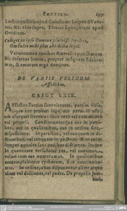 Caput LXIX. De Variis Versuum Affectibus