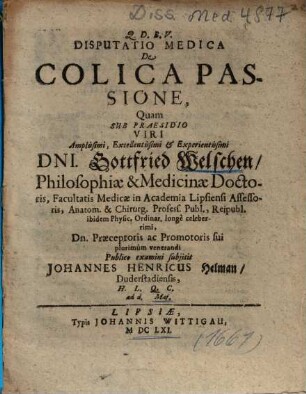 Disputatio Medica De Colica Passione