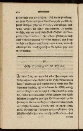 IV. Holz-Ersparung bei der Köhlerei