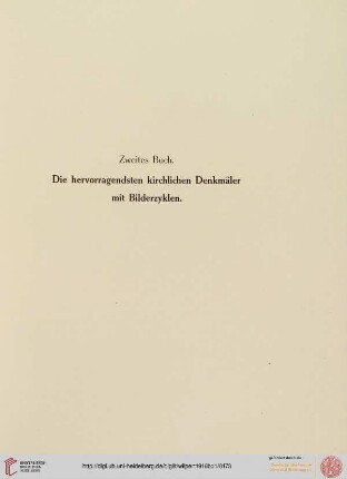 Zweites Buch: Die hervorragendsten Denkmäler mit Bilderzyklen