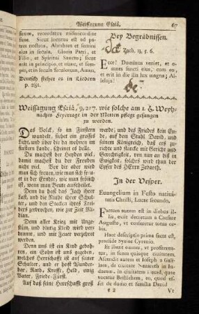 67-68, Weissagung Esaia; Evangelia, so in den Metten und Vespern gesungen werden