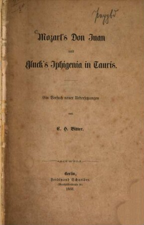 Mozart's Don Juan und Gluck's Iphigenia in Tauris