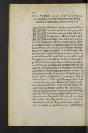 Argumentum devolutae haereditatis ad Aurelianorum principum domu