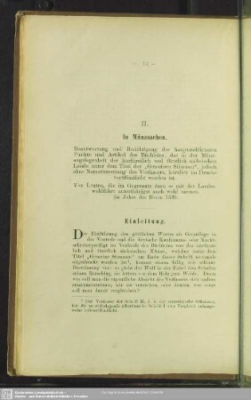 II. Die Münzsachen