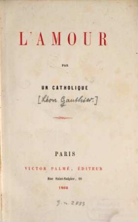 L' amour, par un catholique