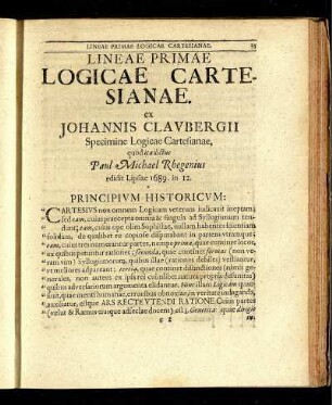 Lineae Primae Logicae Cartesianae.