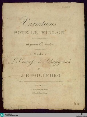 Variations pour le Violon : avec accompagnement de grand Orchestre; oeuv. 5