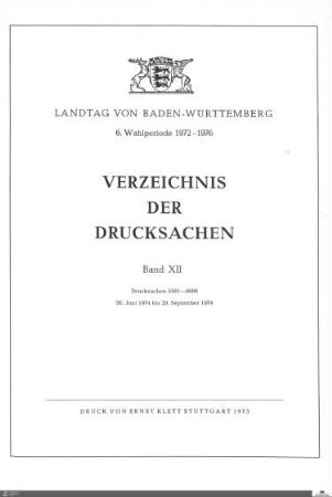 68: Landtag Baden-Württemberg, Beilagen, 1974, Bd. 12