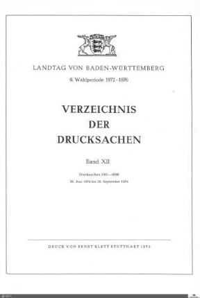 68: Landtag Baden-Württemberg, Beilagen, 1974, Bd. 12