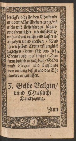3. Gelbe Veilgin/ unnd Christliche Dancksagung.