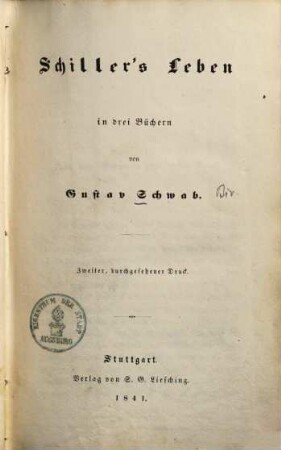 Schiller's Leben : in drei Büchern