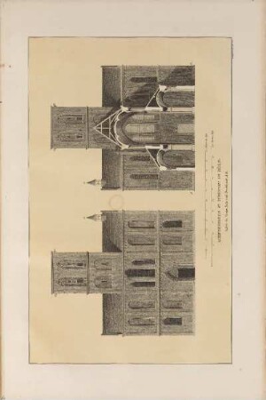 Illustration: Stiftskirche St. Cunibert In Köln. Aufriss der Vorder-Seite und Durchschnitt AB.