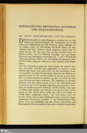 Kapitalistisches Wettrüsten, Volksheer Und Sozialdemokratie