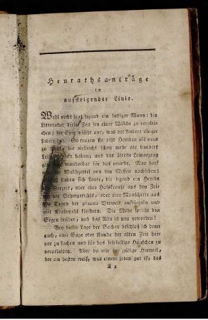 Heurathsanträge in aufsteigender Linie.