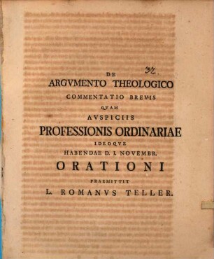 De Argvmento Theologico Commentatio Brevis