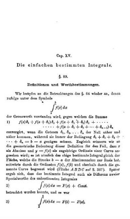 Cap. XV. Die einfachen bestimmten Integrale.