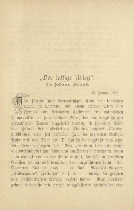 "Der lustige Krieg". Von Johann Strauß