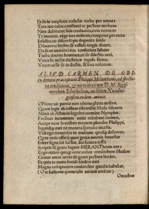 Aliud Carmen De Obitu domini praeceptoris Philippi Melanthonis ...