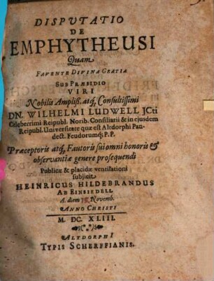 Disputatio De Emphytheusi