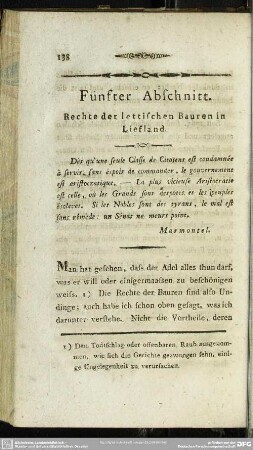 Fünfter Abschnitt. Rechte der lettischen Bauren in Liefland