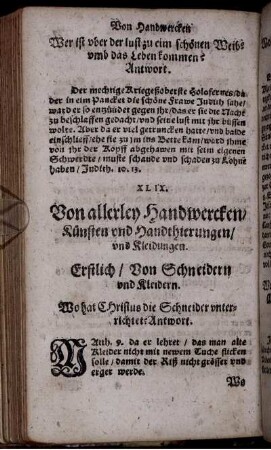 XLIX. Von allerley Handwercken/ Künsten und Handthierungen und Kleidungen